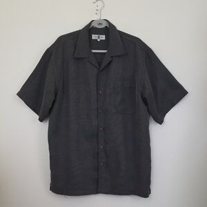 Eighty eight, Dark Gray, Small Print Button Down Shirt L